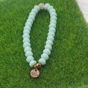 Bourbon And Bowties Aqua Blue Beaded Bracelet B3030